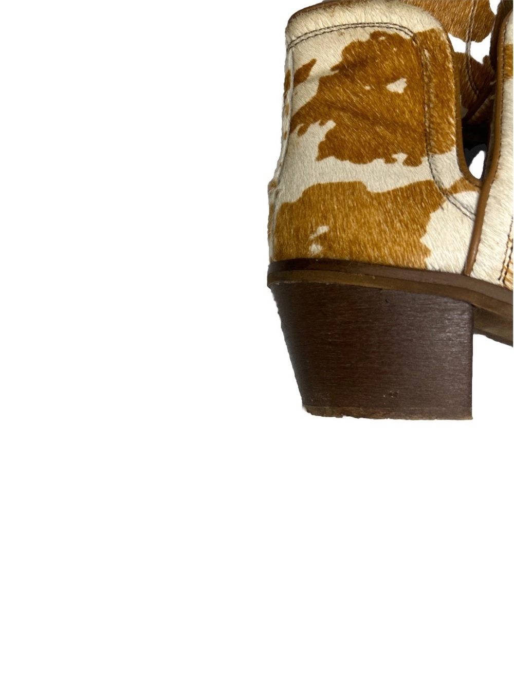 MYRA BAG Cow Hair On Hide Leather Ankle Cowboy Boots Women’s 9 White & Brown - Picture 7 of 16
